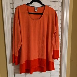 Natori Pink Orange 3/4 Sleeve Relaxed Tunic